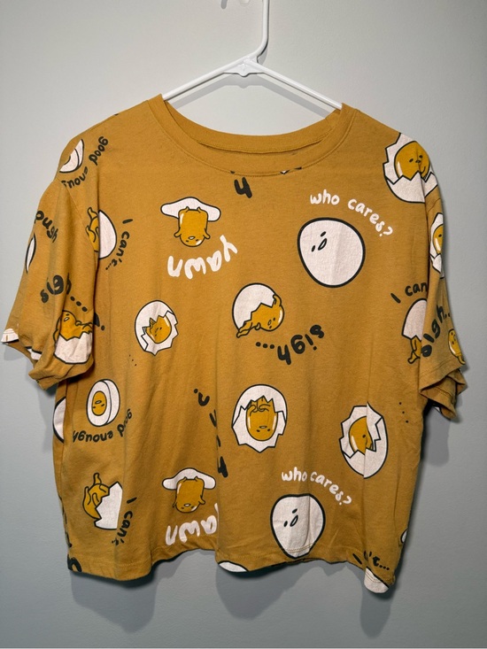 Love Tribe Tops - Love Tribe Gudetama The Lazy Egg All-Over Print Tee Yellow XL